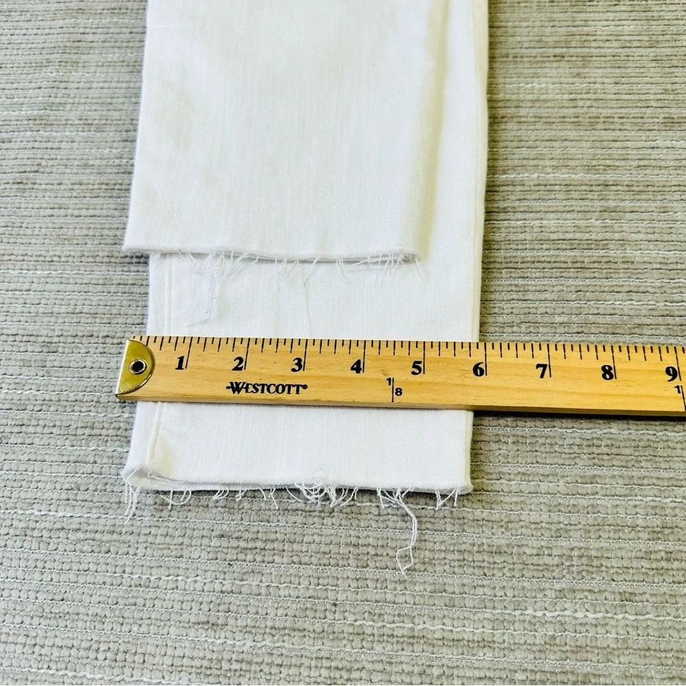 J Crew Jeans Womens 33 Skinny Leg‎ White Denim Raw Cuff High Rise 33x26” NWT